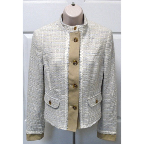 United Colors of Benetton Made in ITALY fringed fitted jacket lined size 6 small - Picture 1 of 6